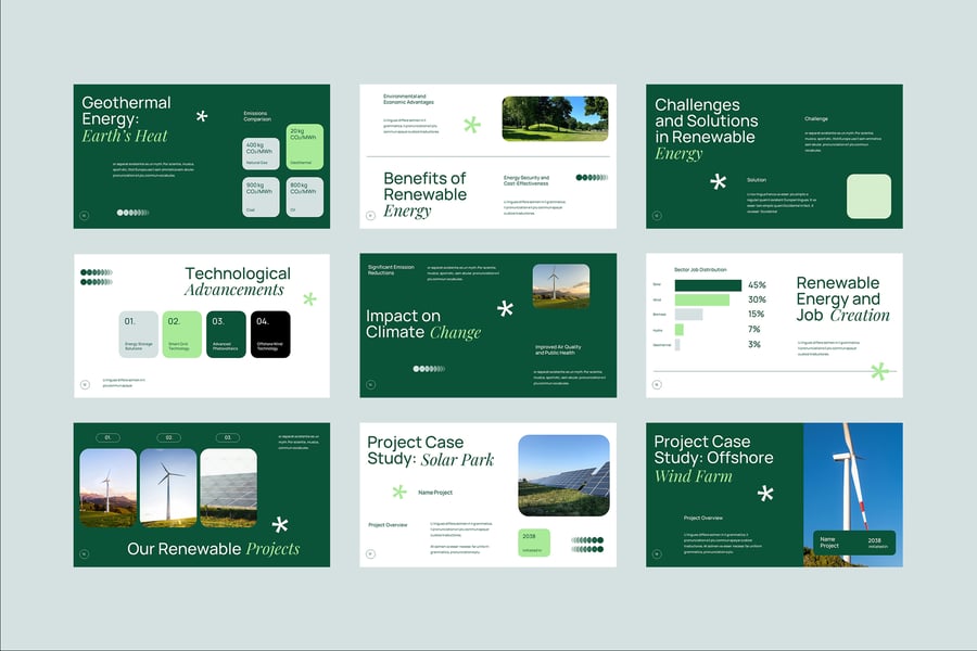 绿色极简可再生能源PPT模板 (PPT,PPTX)