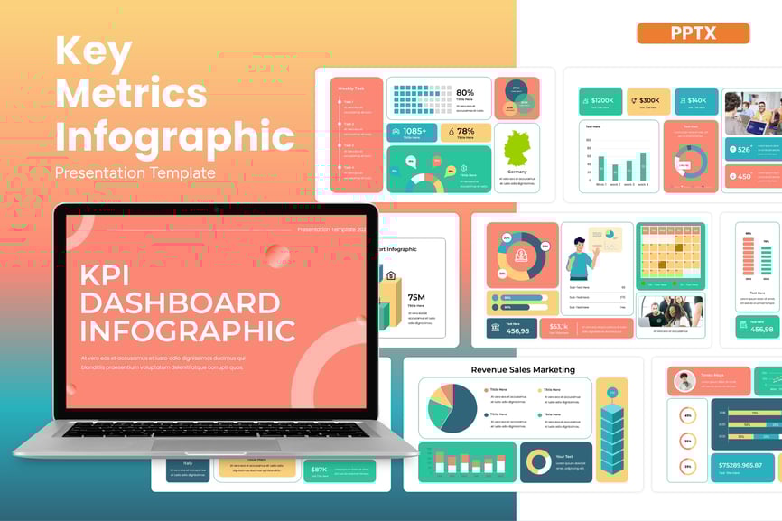 关键指标信息图 – PPT模板 (PPTX)