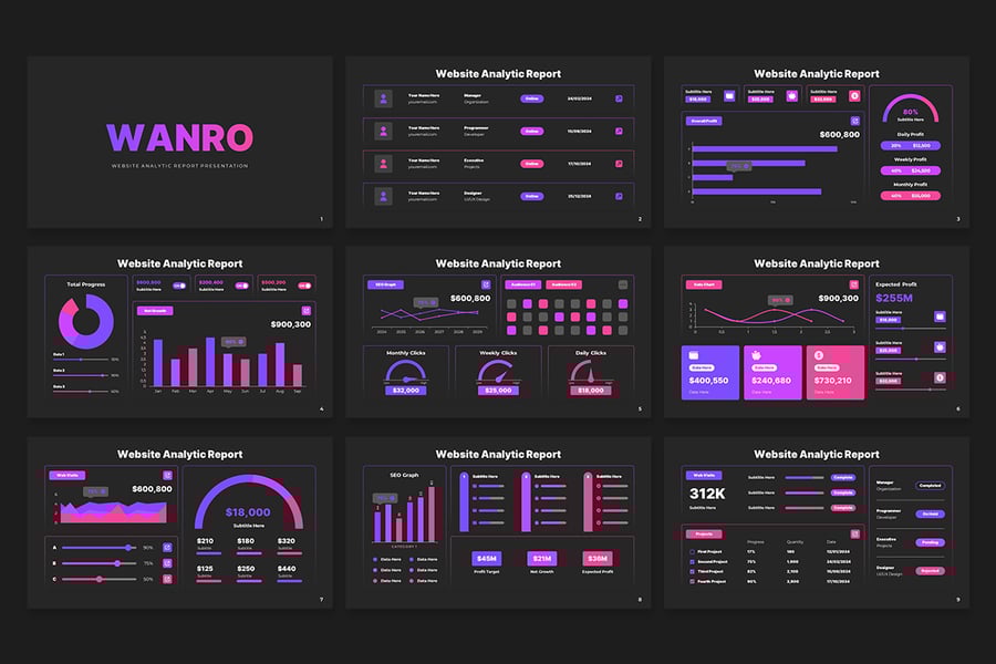 网站分析报告PPT模板  (PPTX)