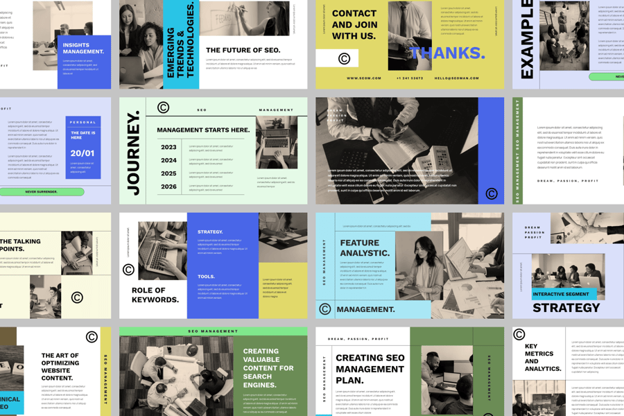 SEO 搜索引擎优化管理PPT模版 (PPTX)