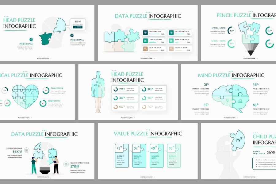拼图信息图PPT模板 (PPTX)