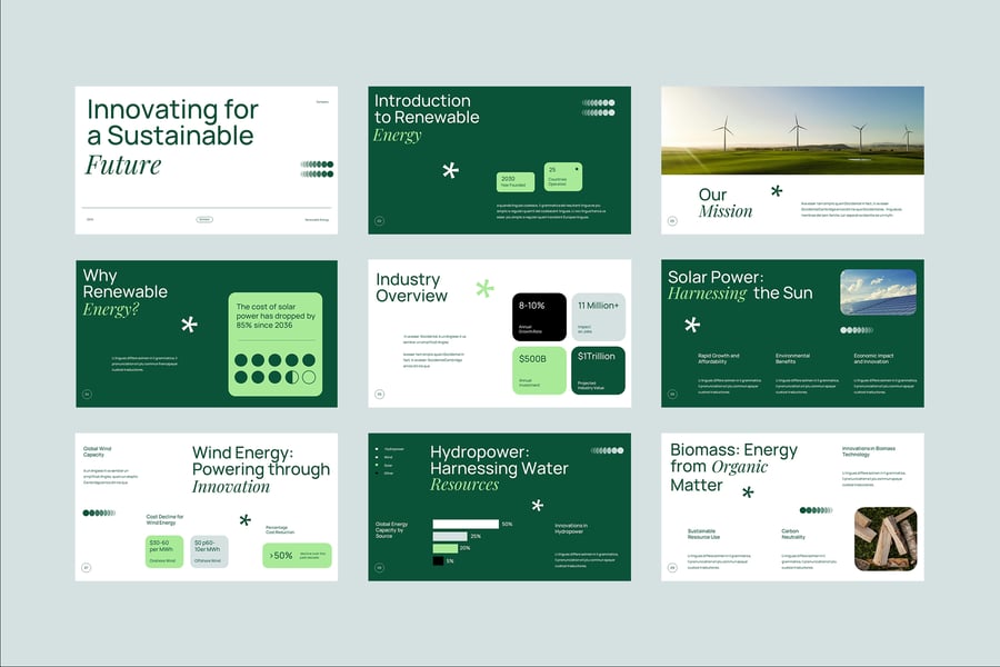 绿色极简可再生能源PPT模板 (PPT,PPTX)