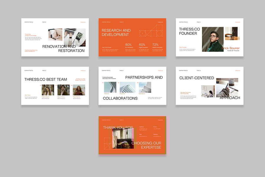 橙色极简建筑师公司简介PPT模板  (PPT,PPTX)