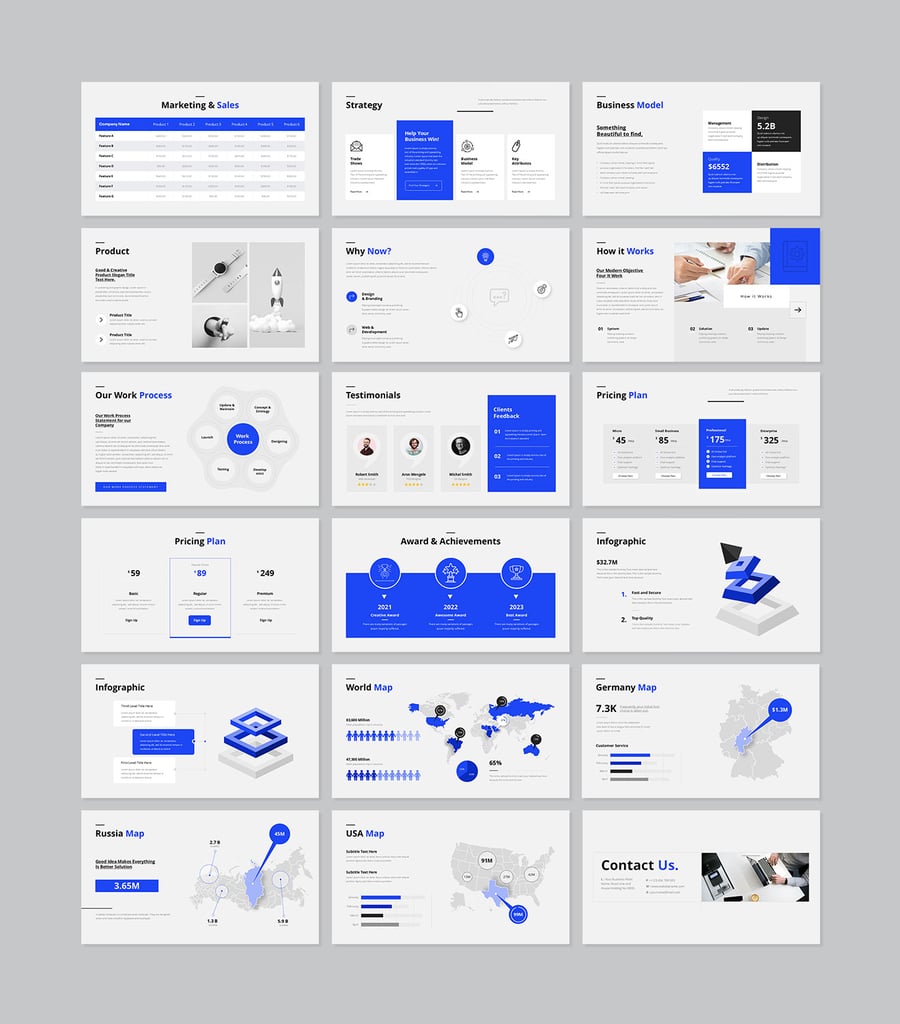 极简主义企业或业务介绍PPT模板 (PPTX)