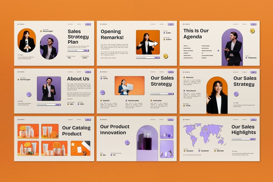 黄色新野蛮主义销售策略PPT模板 (PPT)