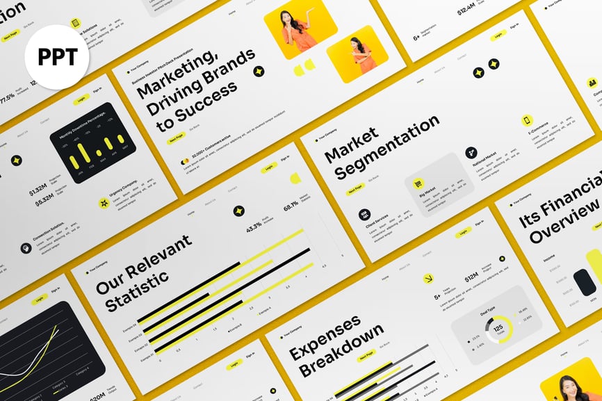 白色现代投资者宣传材料PPT模板 (PPT)