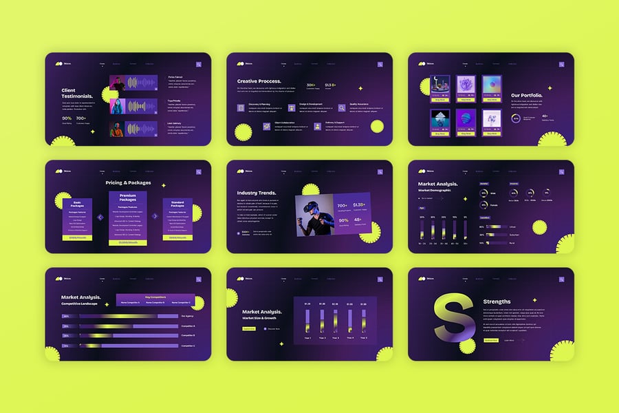 黄紫色现代创意商业机构PPT模板 (PPTX,PPT)