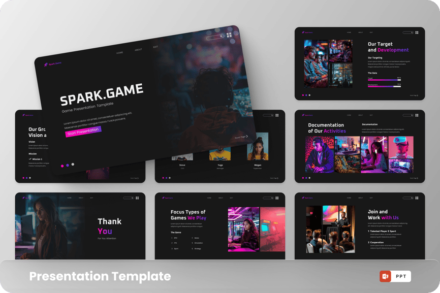 游戏介绍PPT模版 (PPTX)