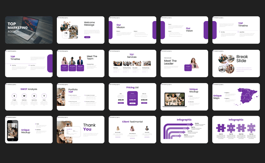 顶级营销机构介绍PPT模版 (PPTX,PPT)
