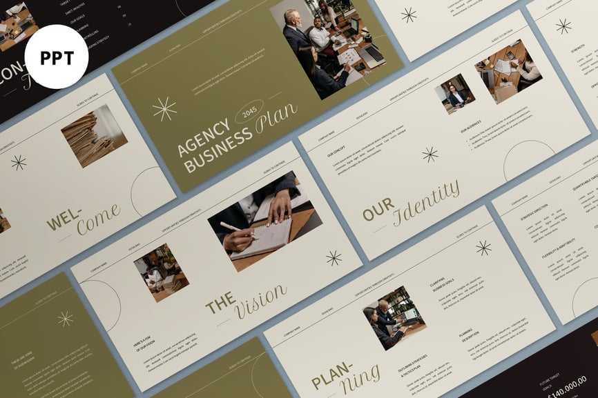 米绿色简约商业计划PPT模板 (PPT)