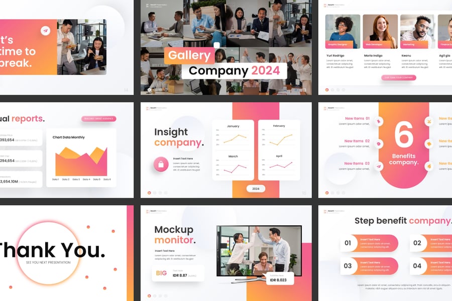 效益展示PPT模板 (PPTX)