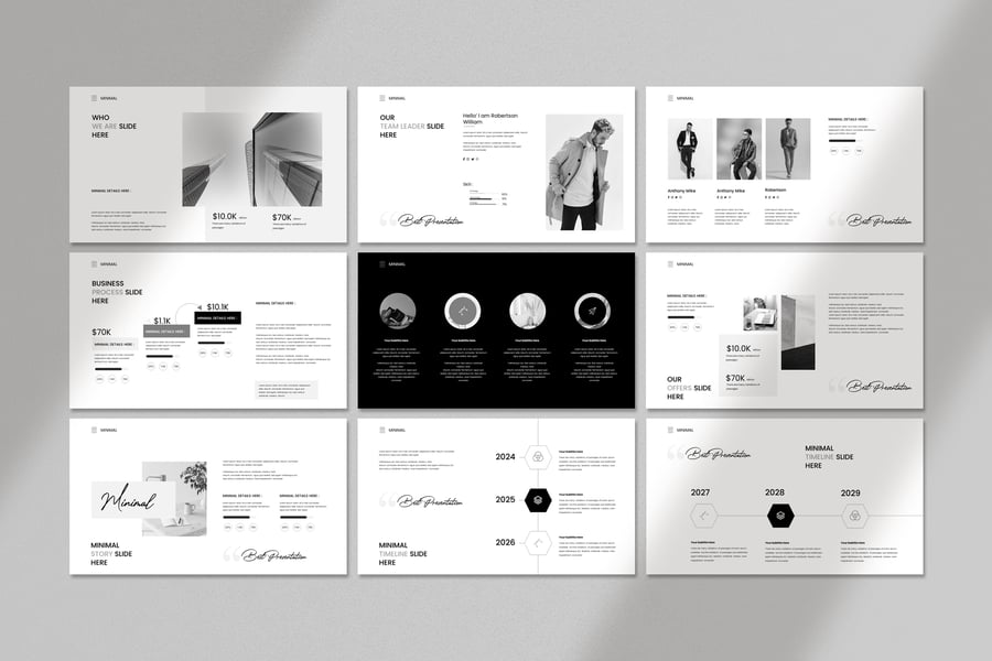 极简主义酷炫风格PPT模板  (PPTX)