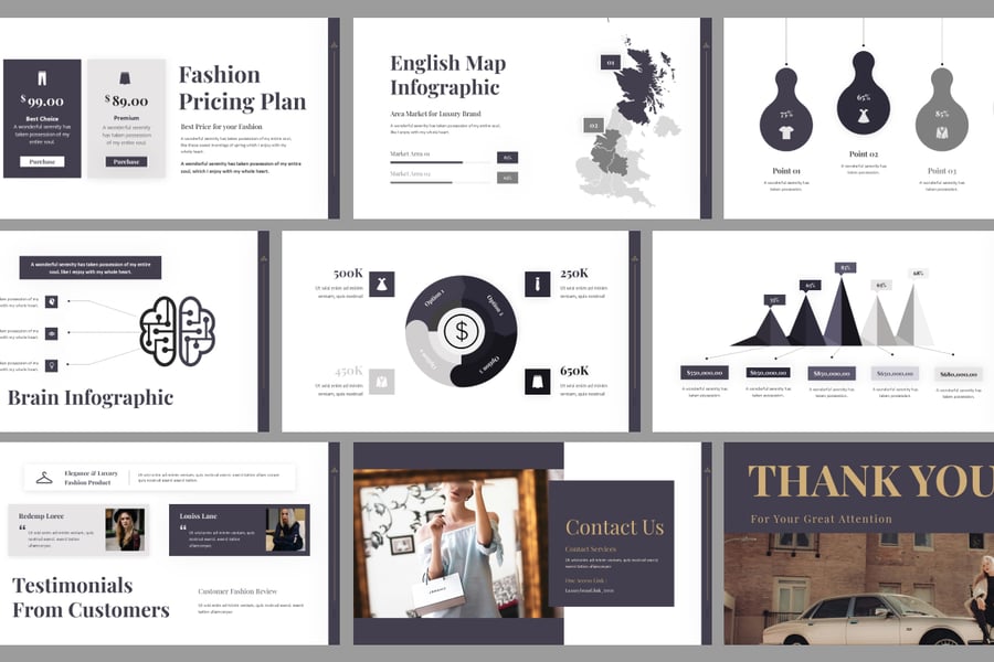 奢侈品牌 PPT模板 (PPTX)