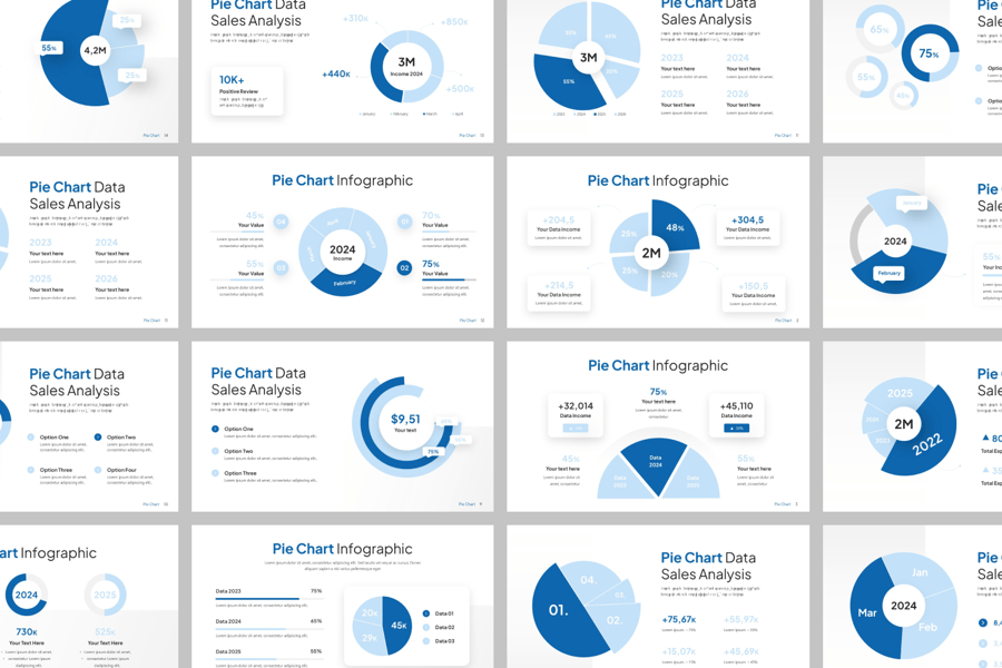 饼图信息图表 PPT模板 (PPTX)