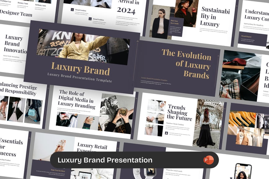 奢侈品牌 PPT模板 (PPTX)