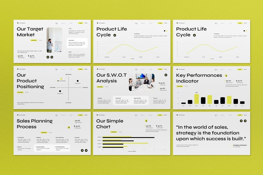 绿色现代销售策略计划PPT模板 (PPT)