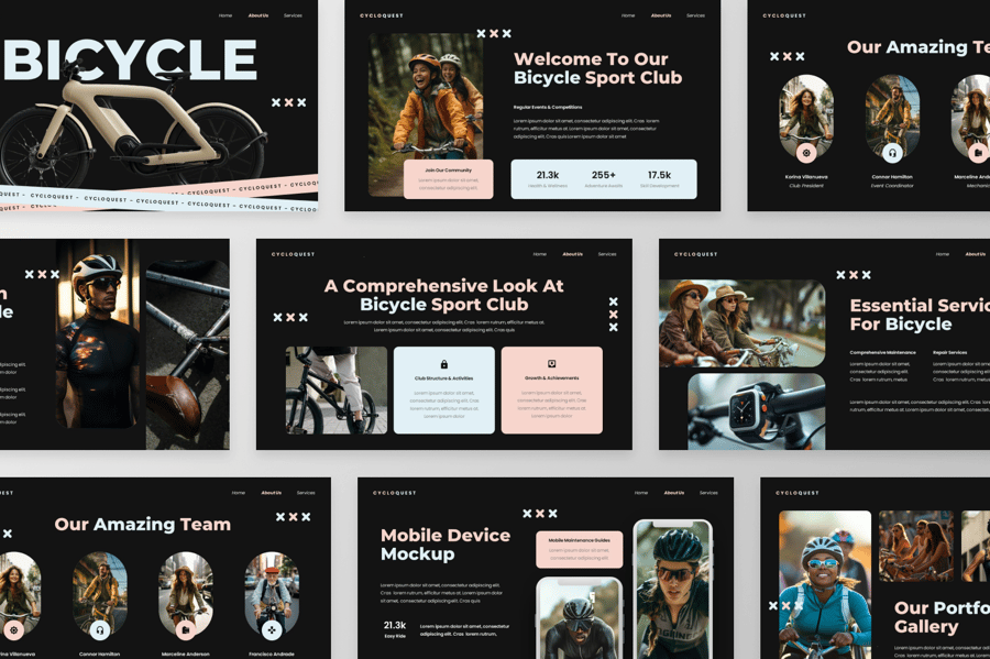 自行车介绍PPT模版 (PPTX)