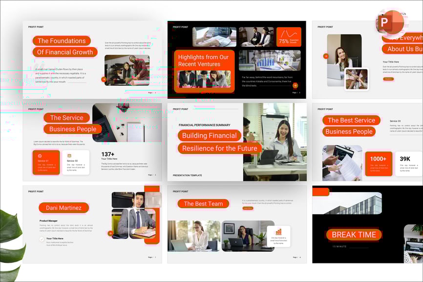 财务业绩摘要演示PPT模板 (PPTX)