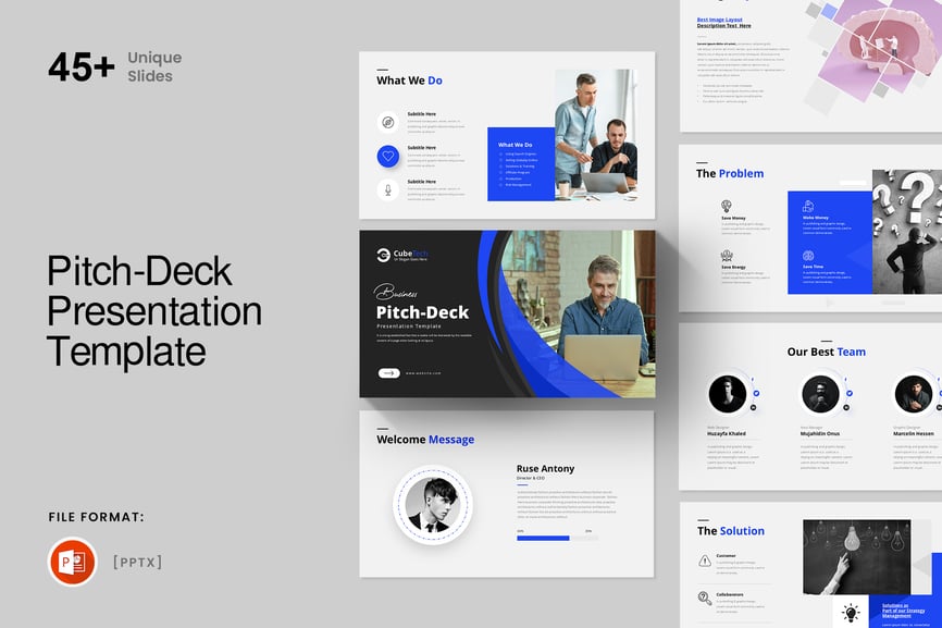 极简主义企业或业务介绍PPT模板 (PPTX)