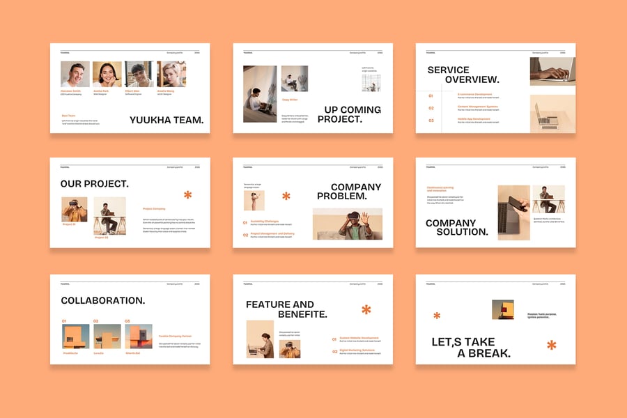 橙色现代简约公司简介PPT模板  (PPT,PPTX)