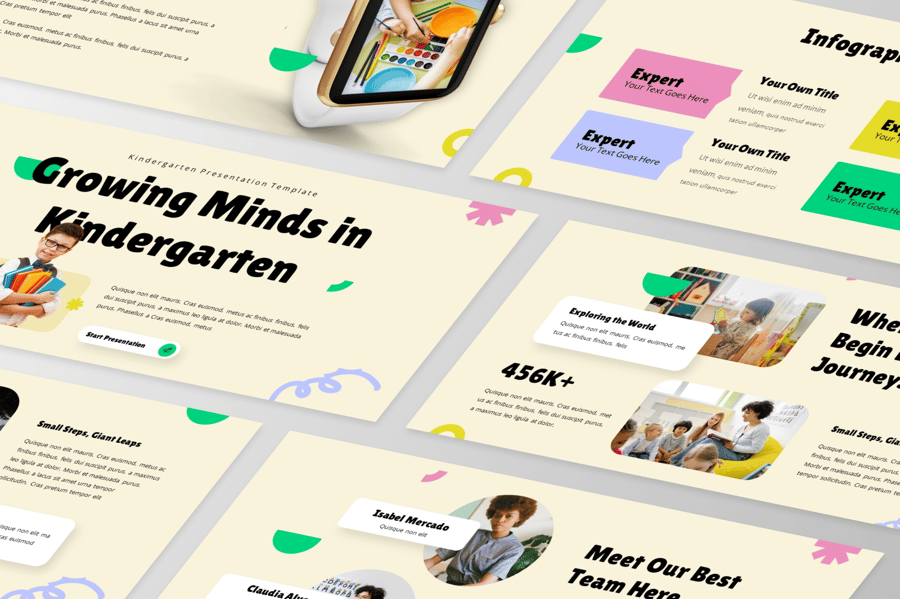 成长的思想 – 幼儿园PPT模板 (PPTX)