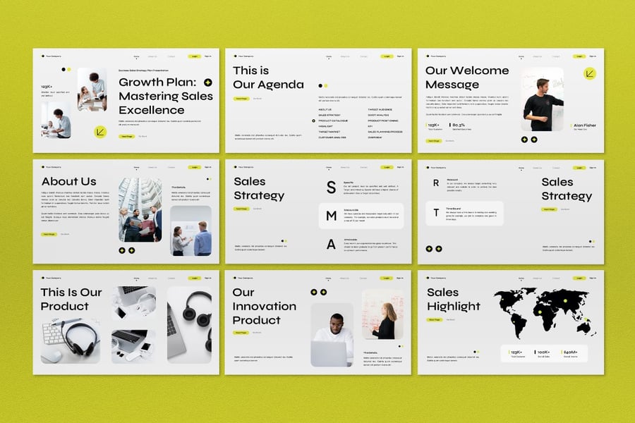 绿色现代销售策略计划PPT模板 (PPT)