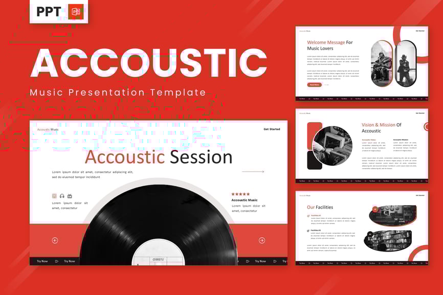 声学 – 音乐  PPT模板 (PPTX)