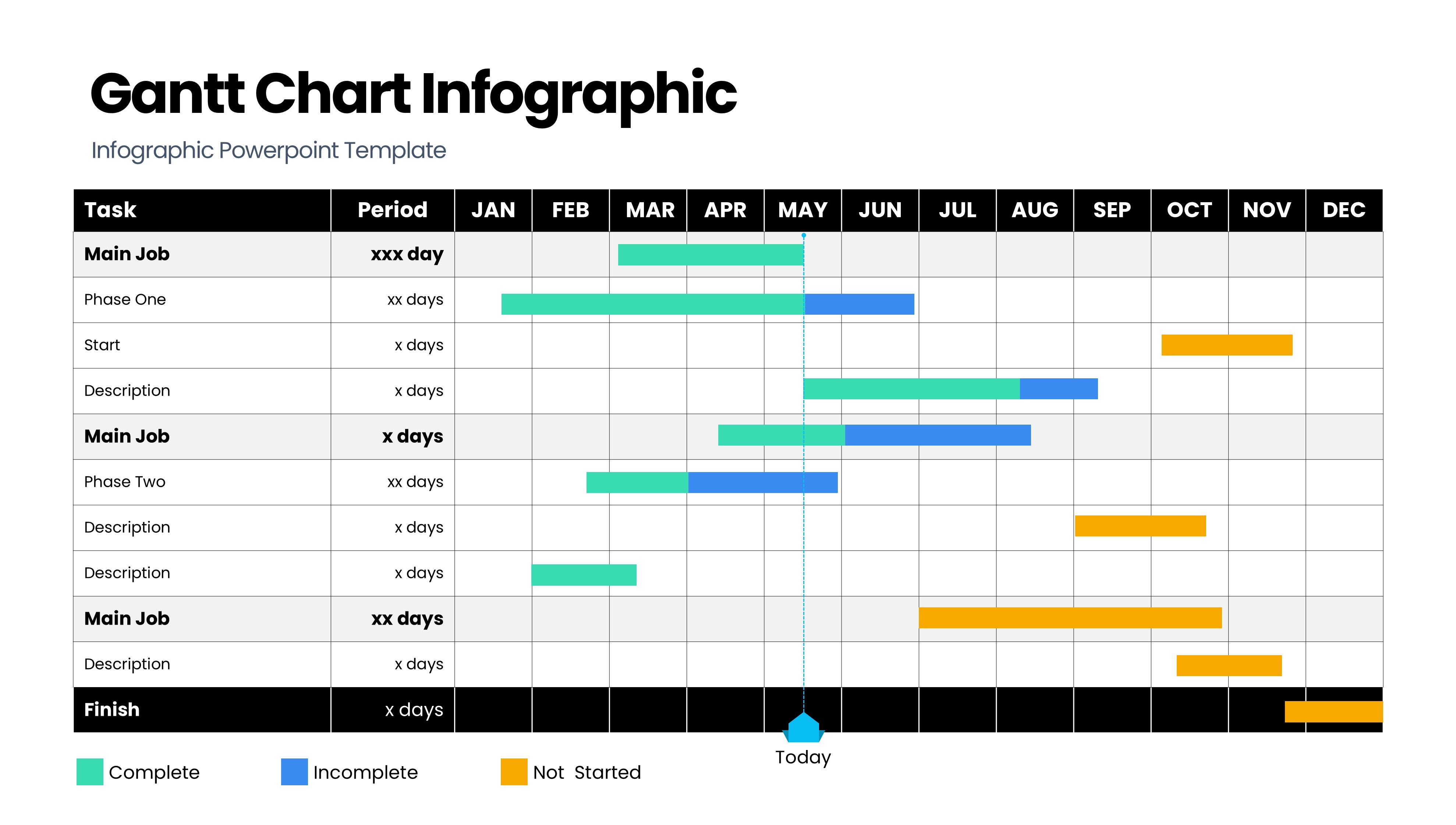 甘特图信息图示PPT模板