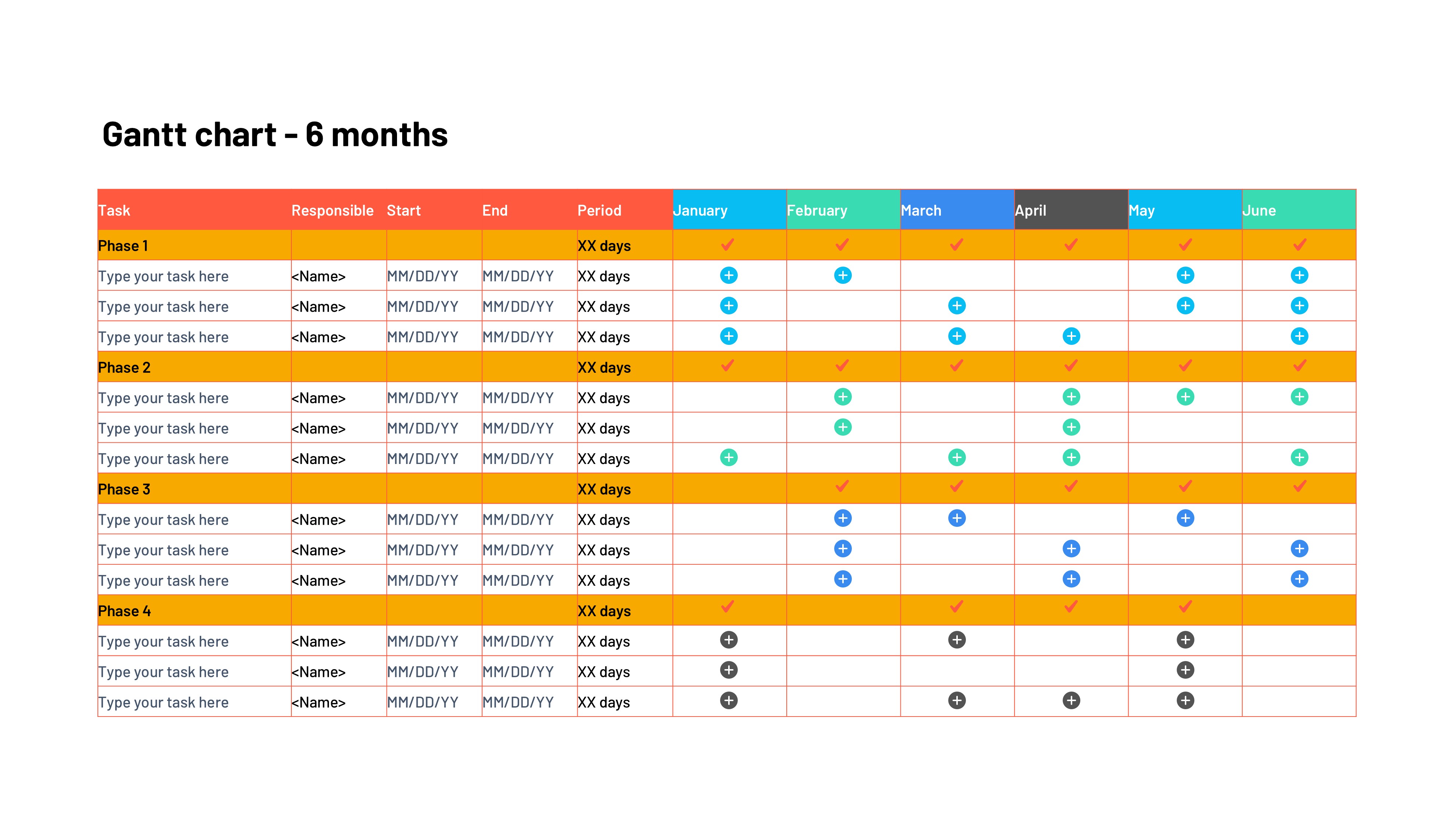 甘特图信息图示PPT模板