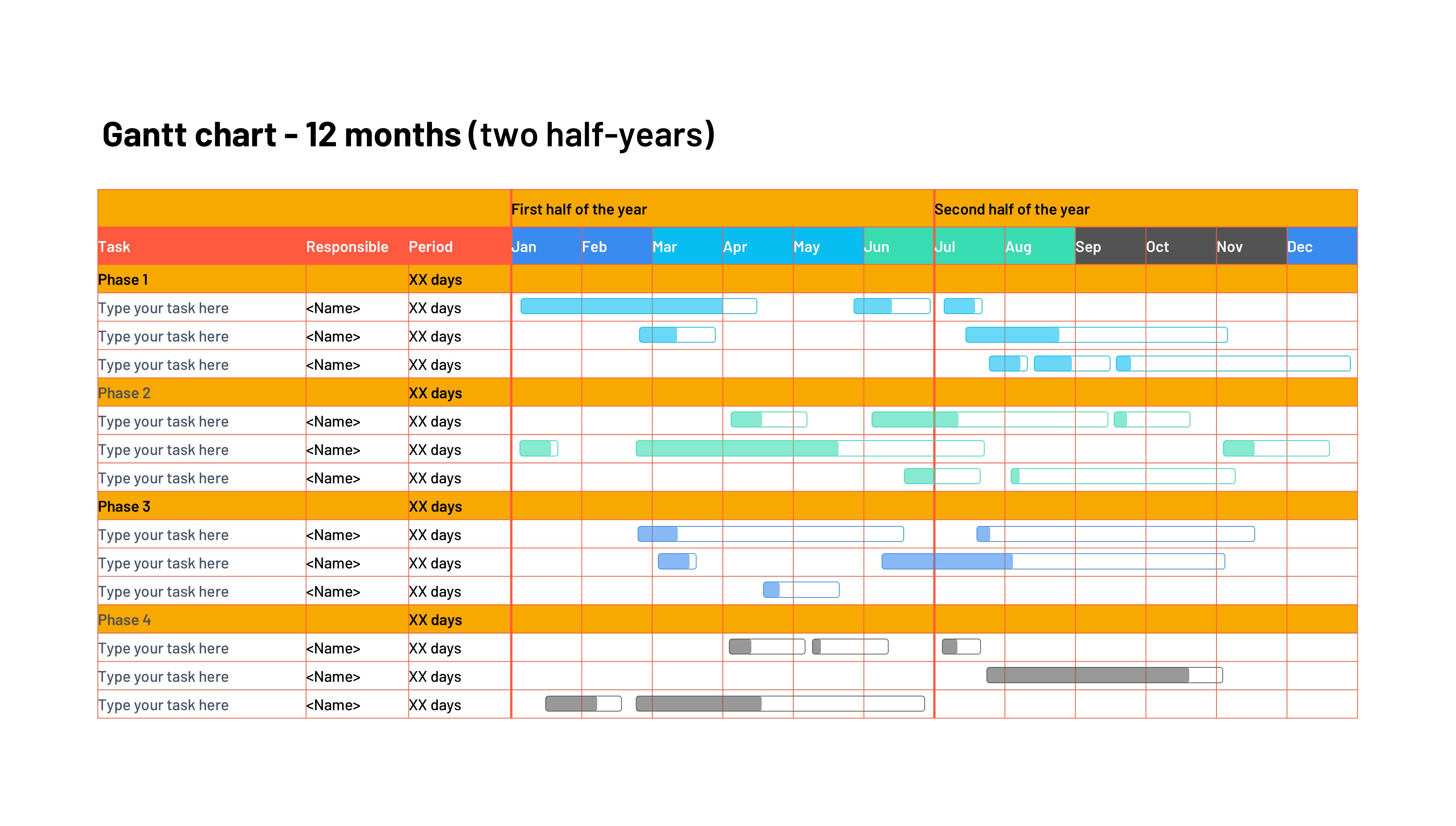 甘特图信息图示PPT模板