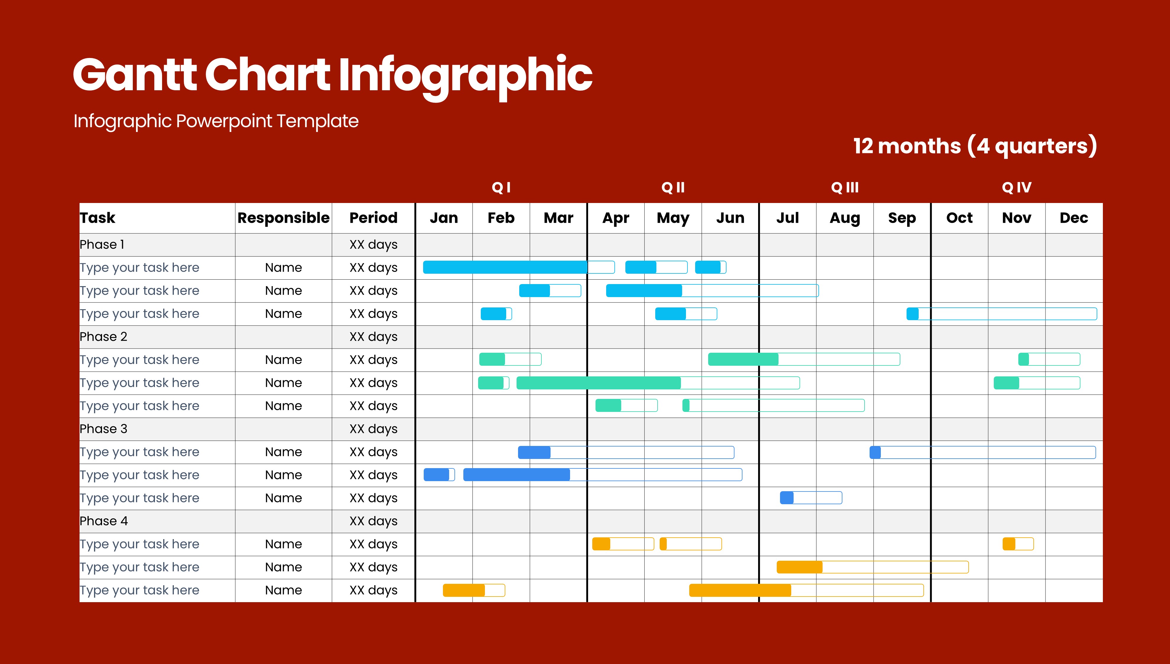 甘特图信息图示PPT模板
