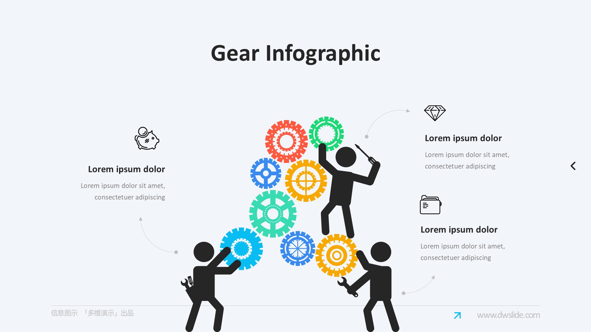 齿轮信息图示PPT模板