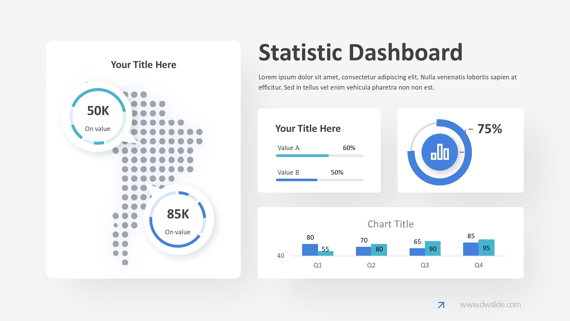 KPI仪表盘图表图示PPT模板