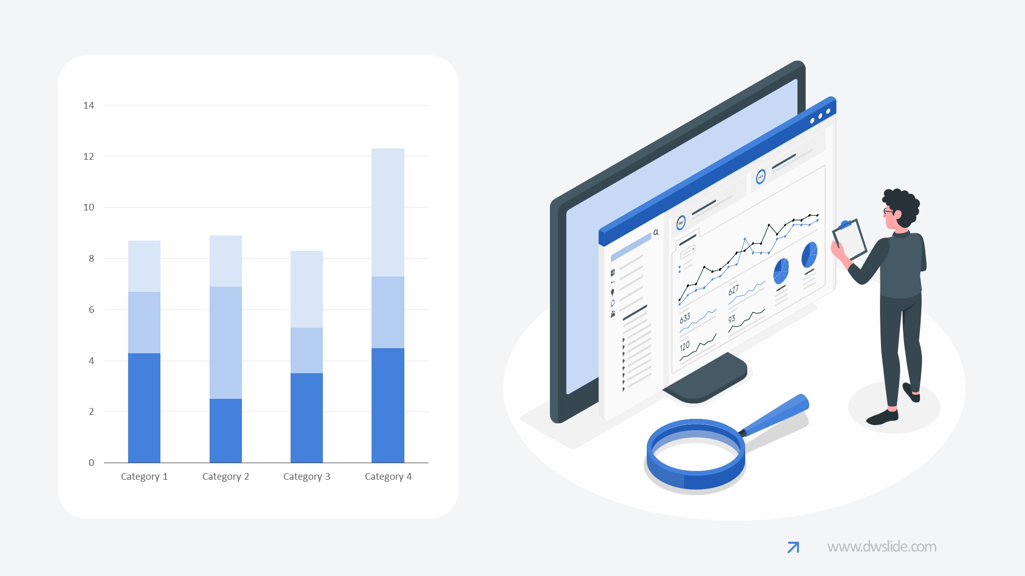 KPI仪表盘图表图示PPT模板