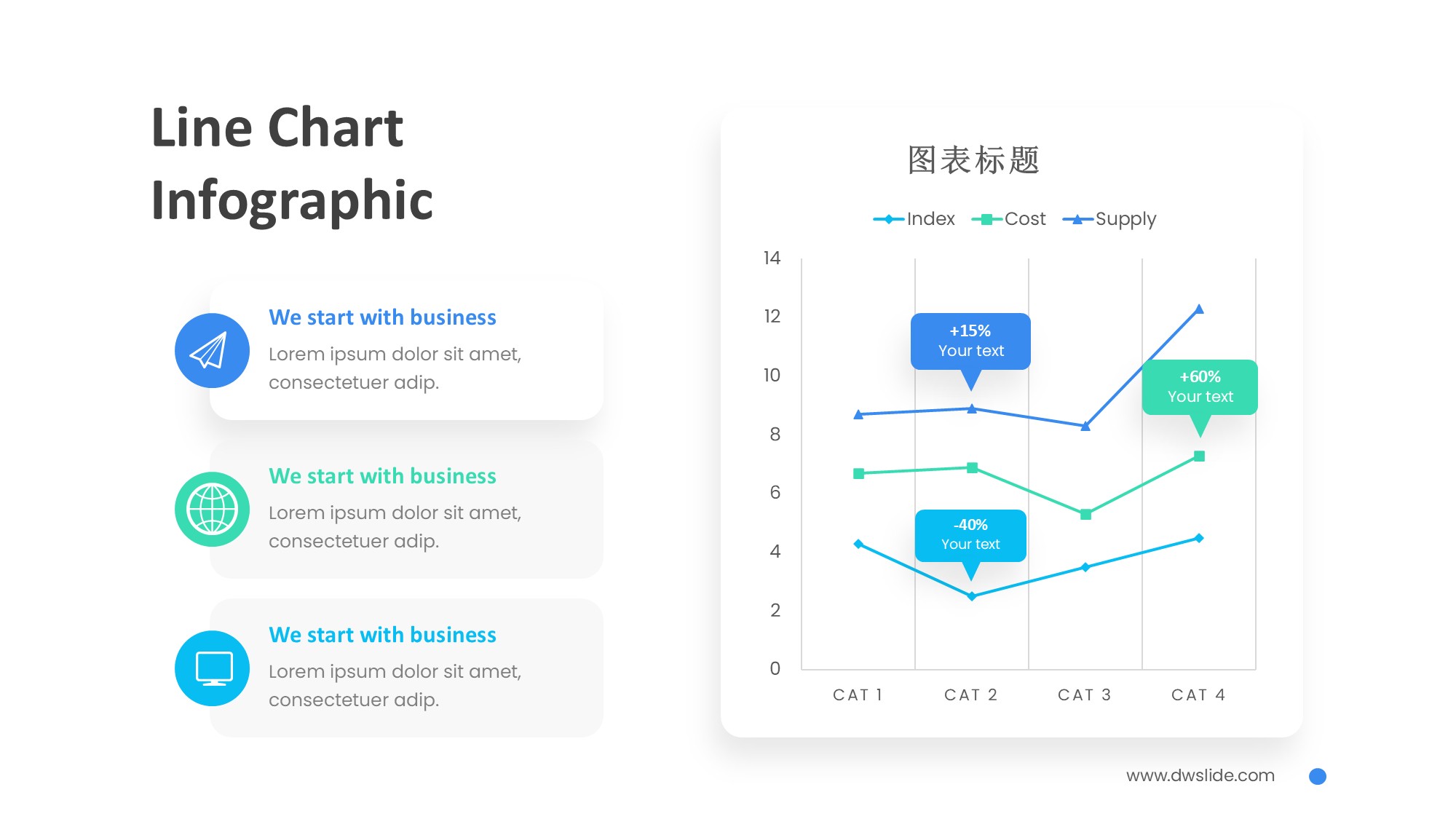 折线图表图示PPT模板