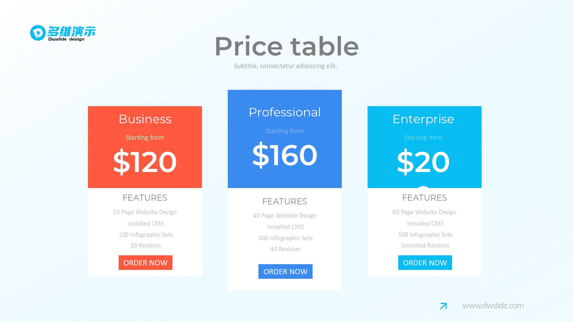 价格信息图示PPT模板