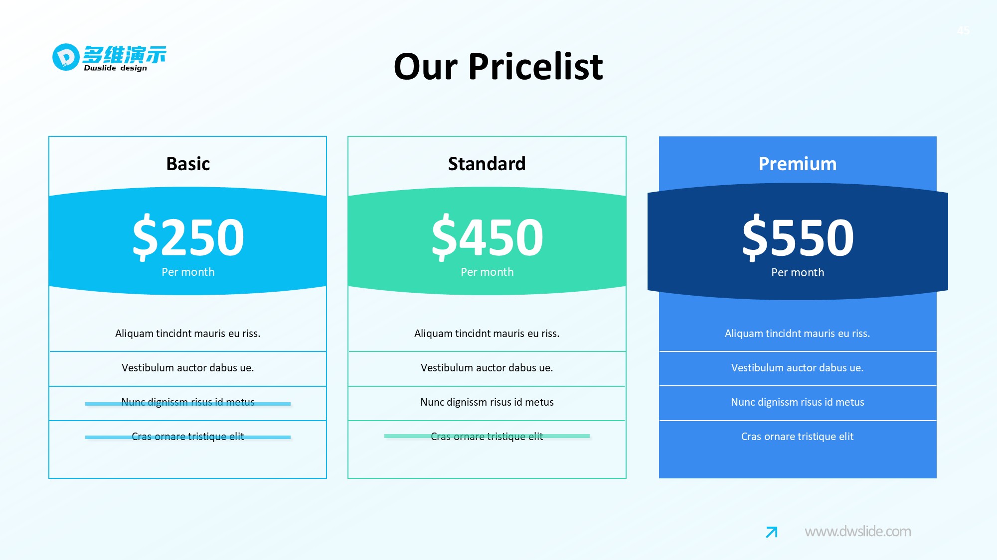 价格信息图示PPT模板