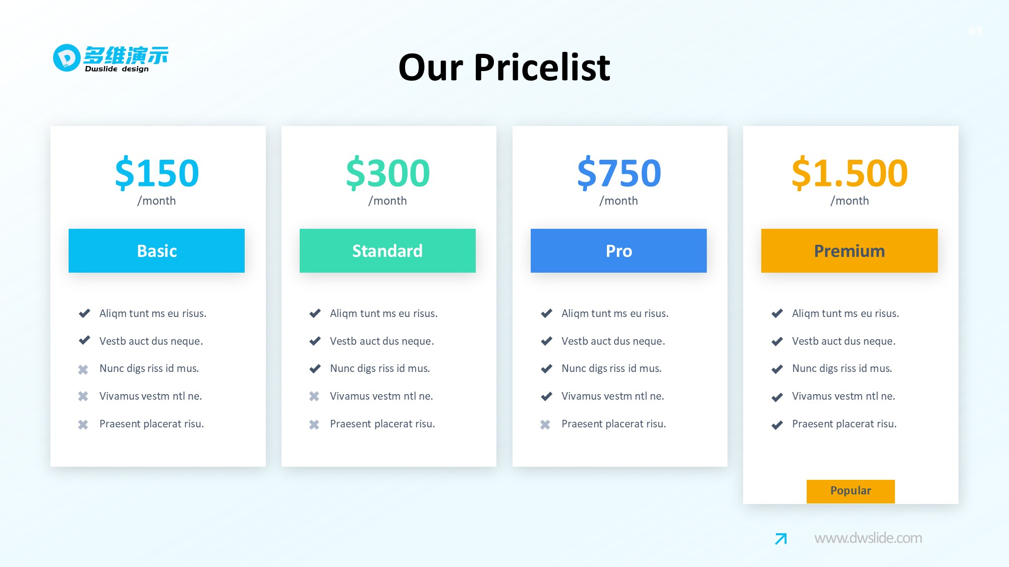 价格信息图示PPT模板