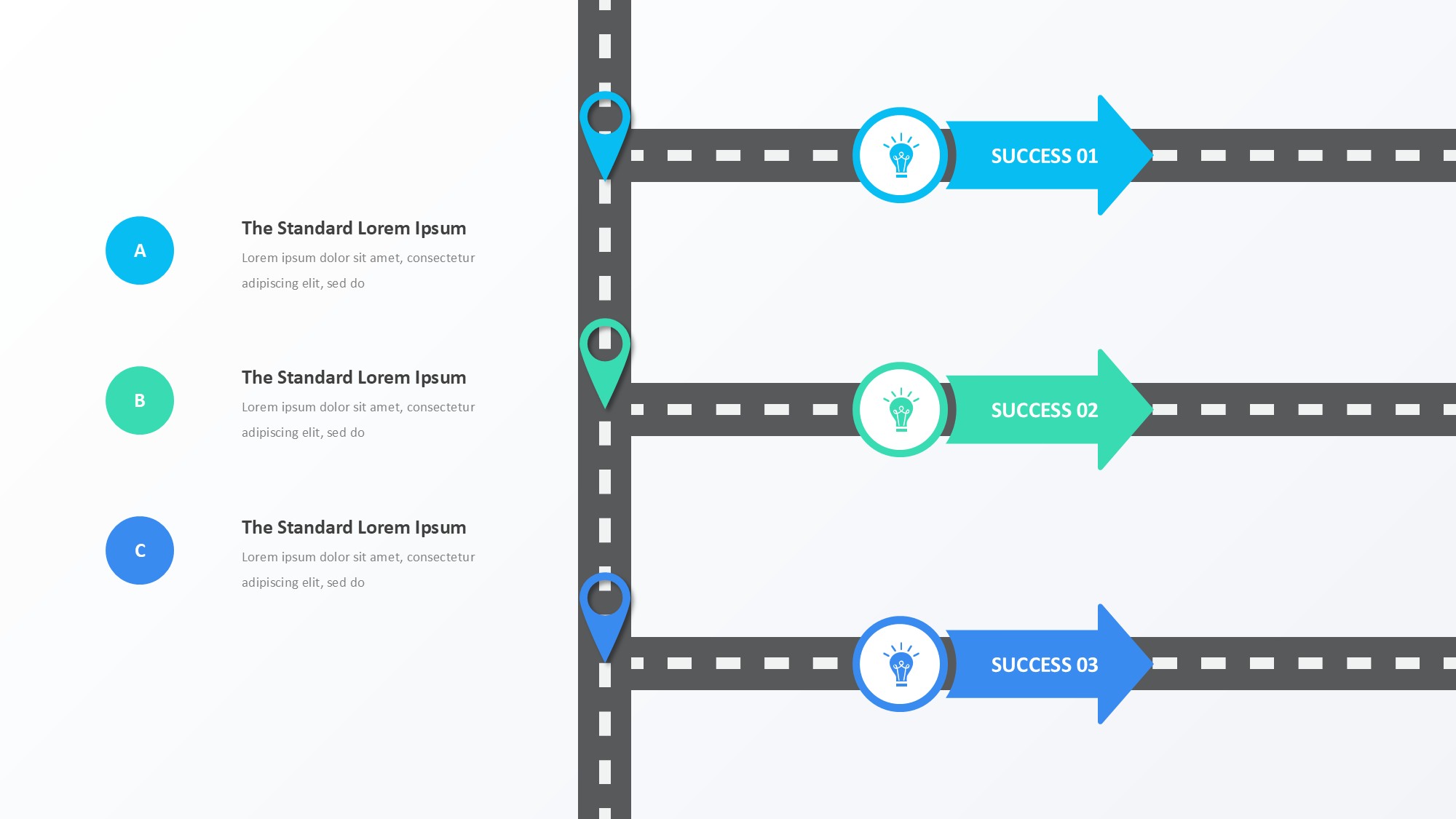 路线道路信息图示PPT模板