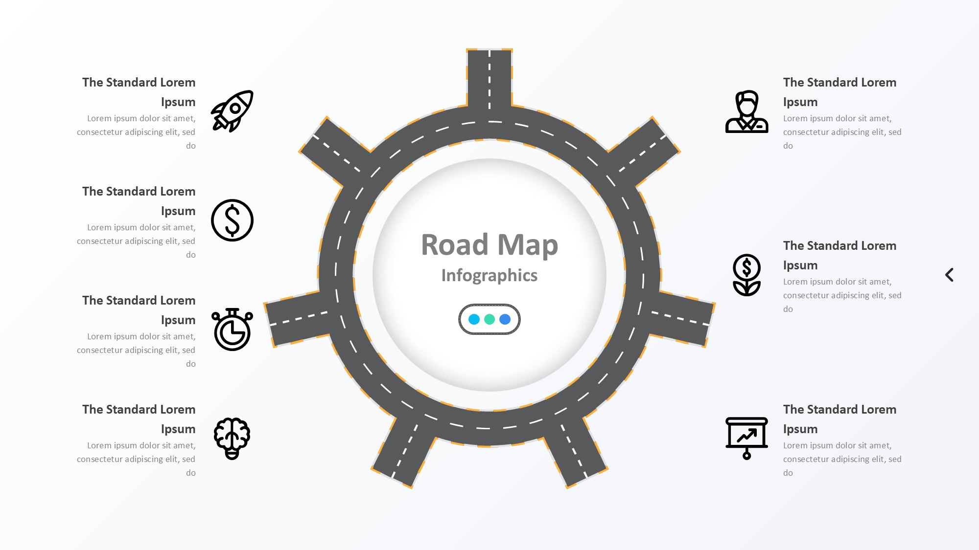 路线道路信息图示PPT模板