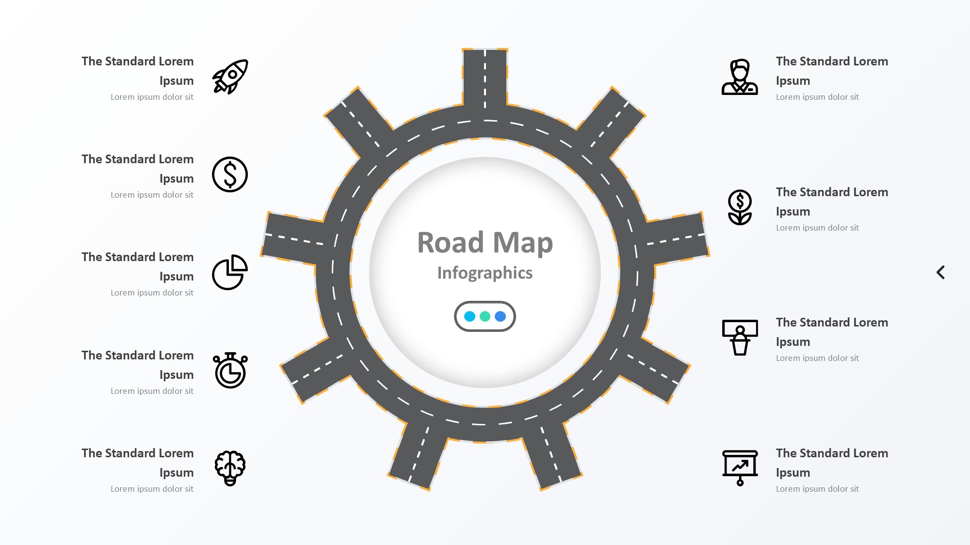 路线道路信息图示PPT模板