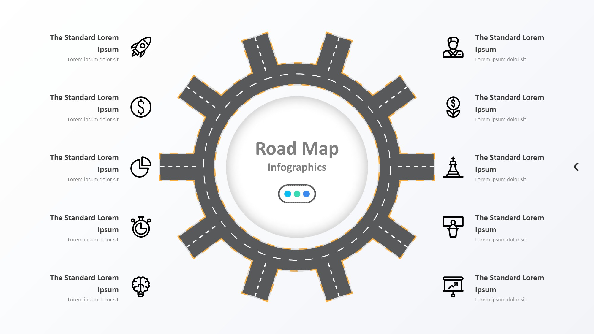 路线道路信息图示PPT模板