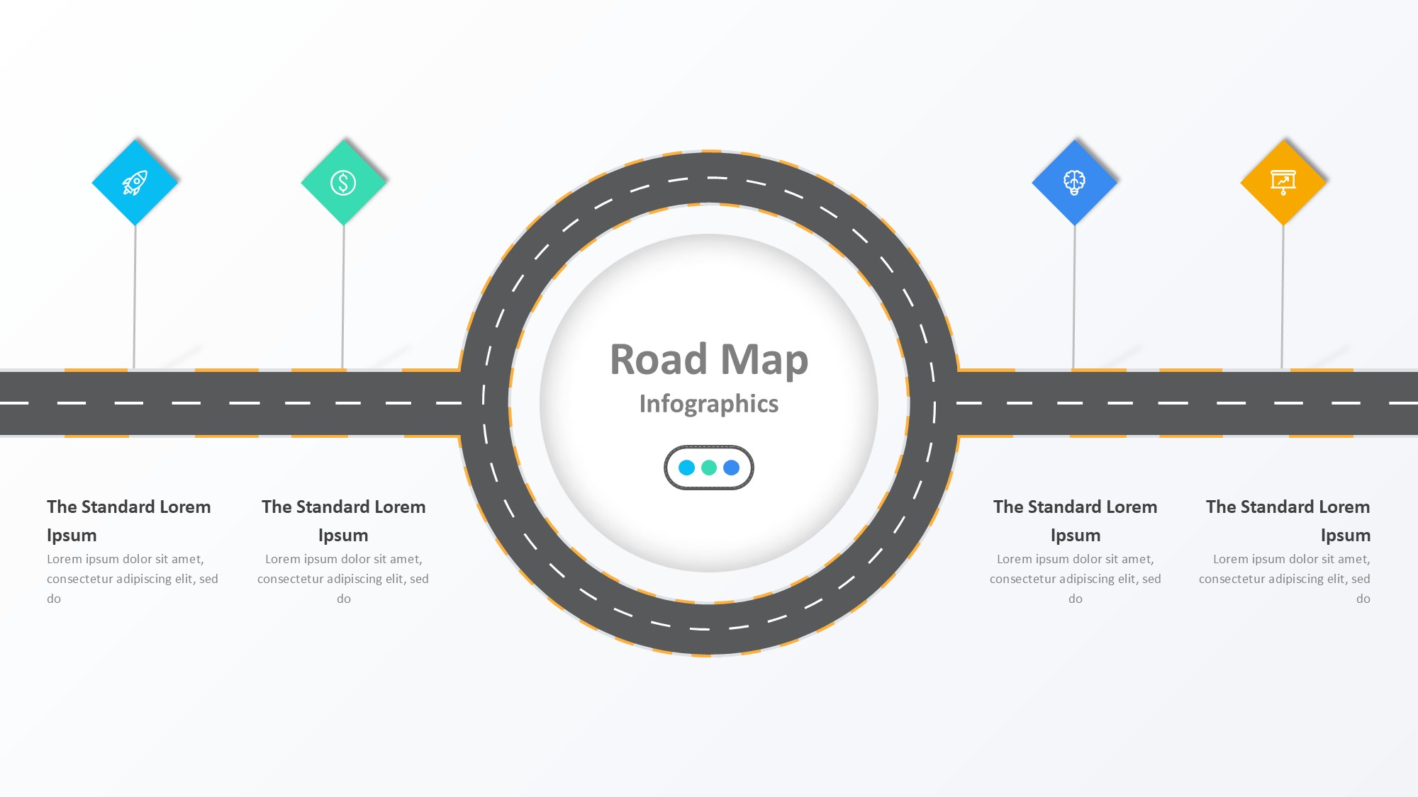 路线道路信息图示PPT模板