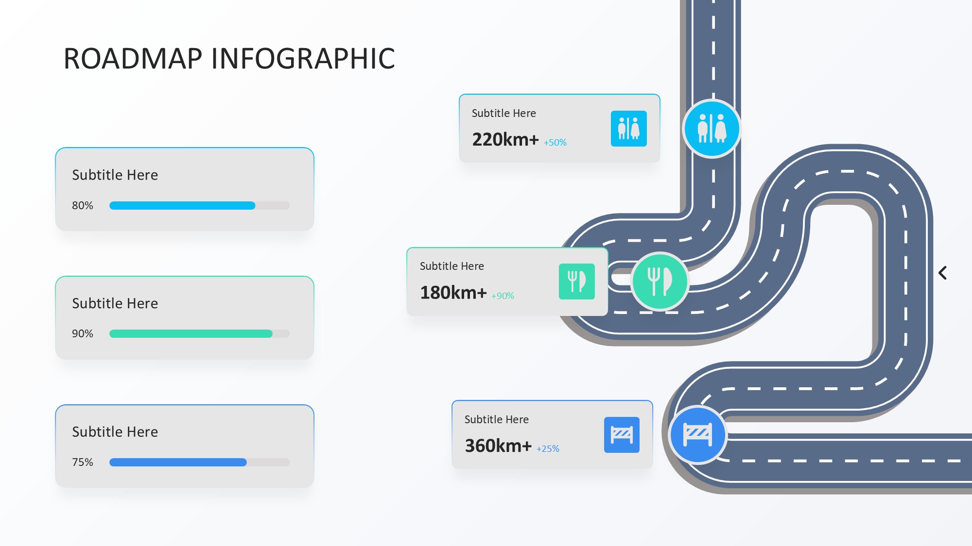 路线道路信息图示PPT模板