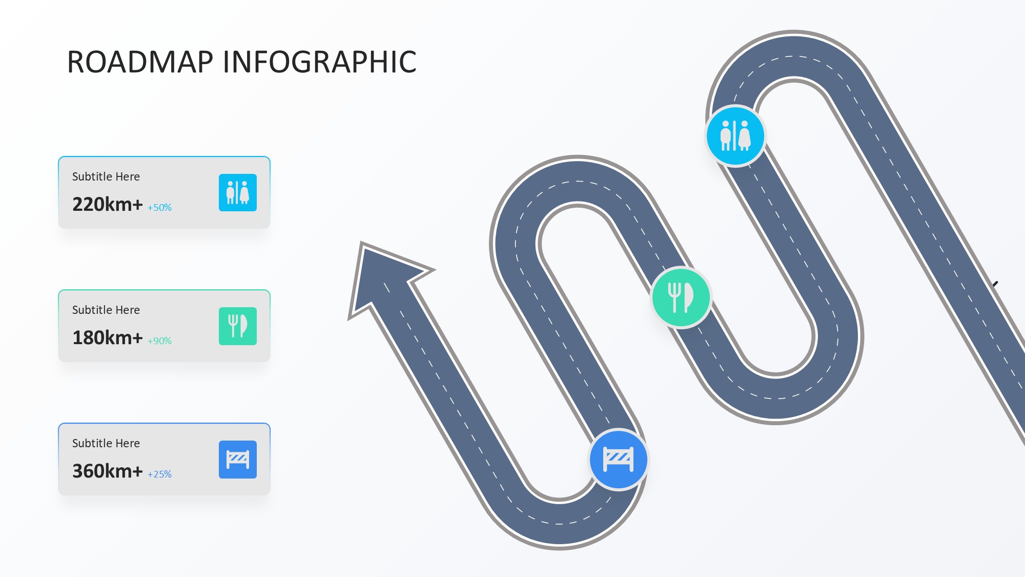 路线道路信息图示PPT模板