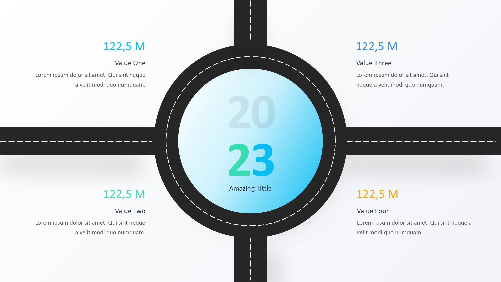 路线道路信息图示PPT模板