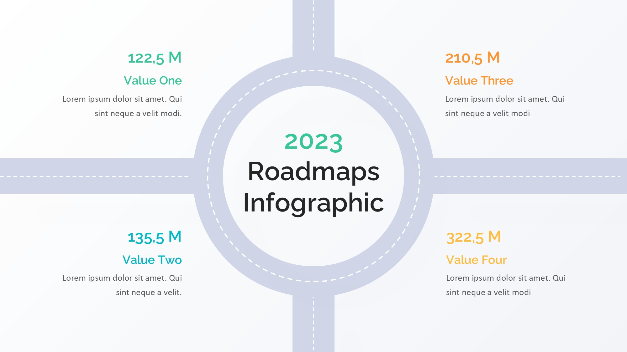 路线道路信息图示PPT模板