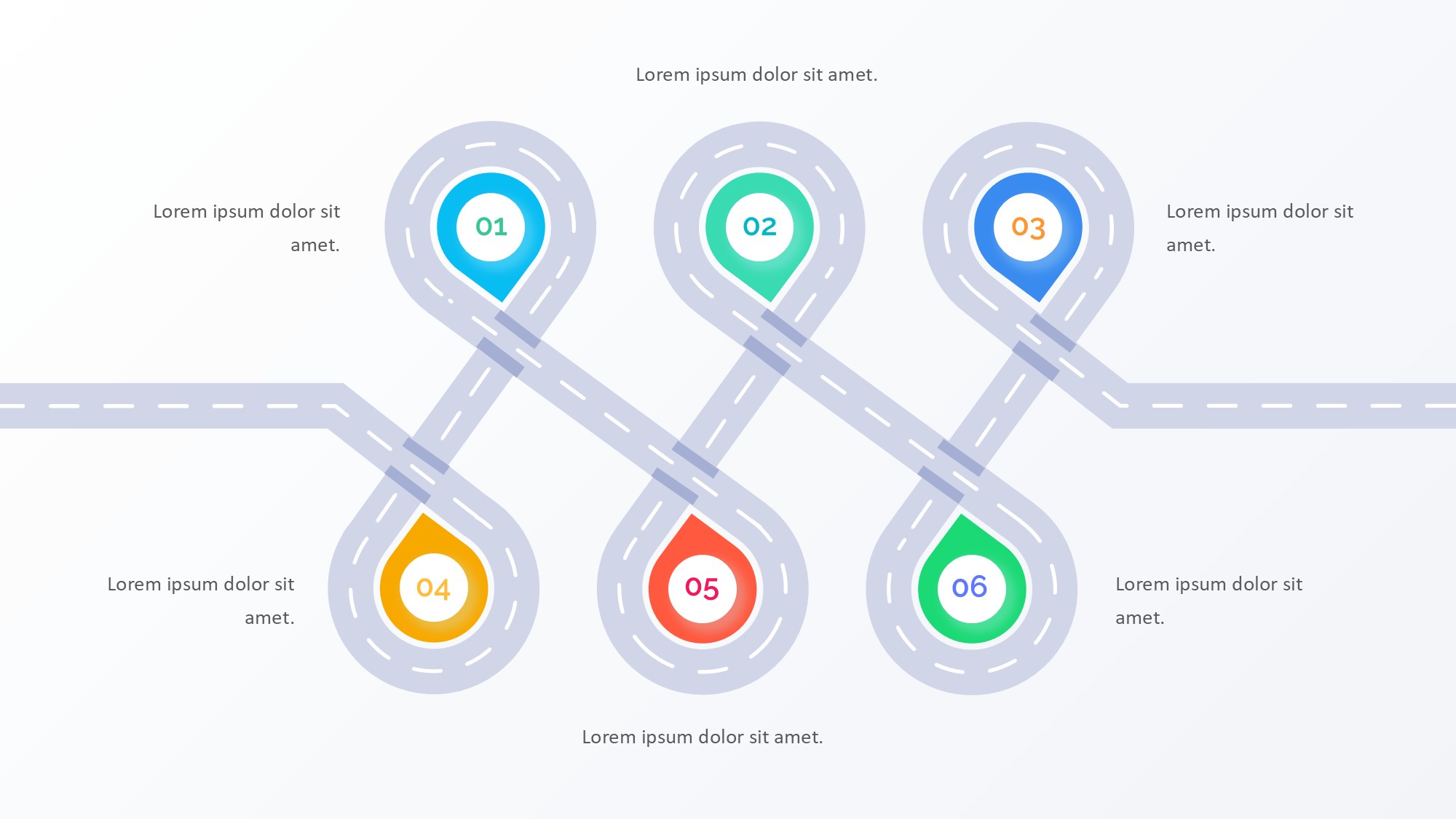 路线道路信息图示PPT模板