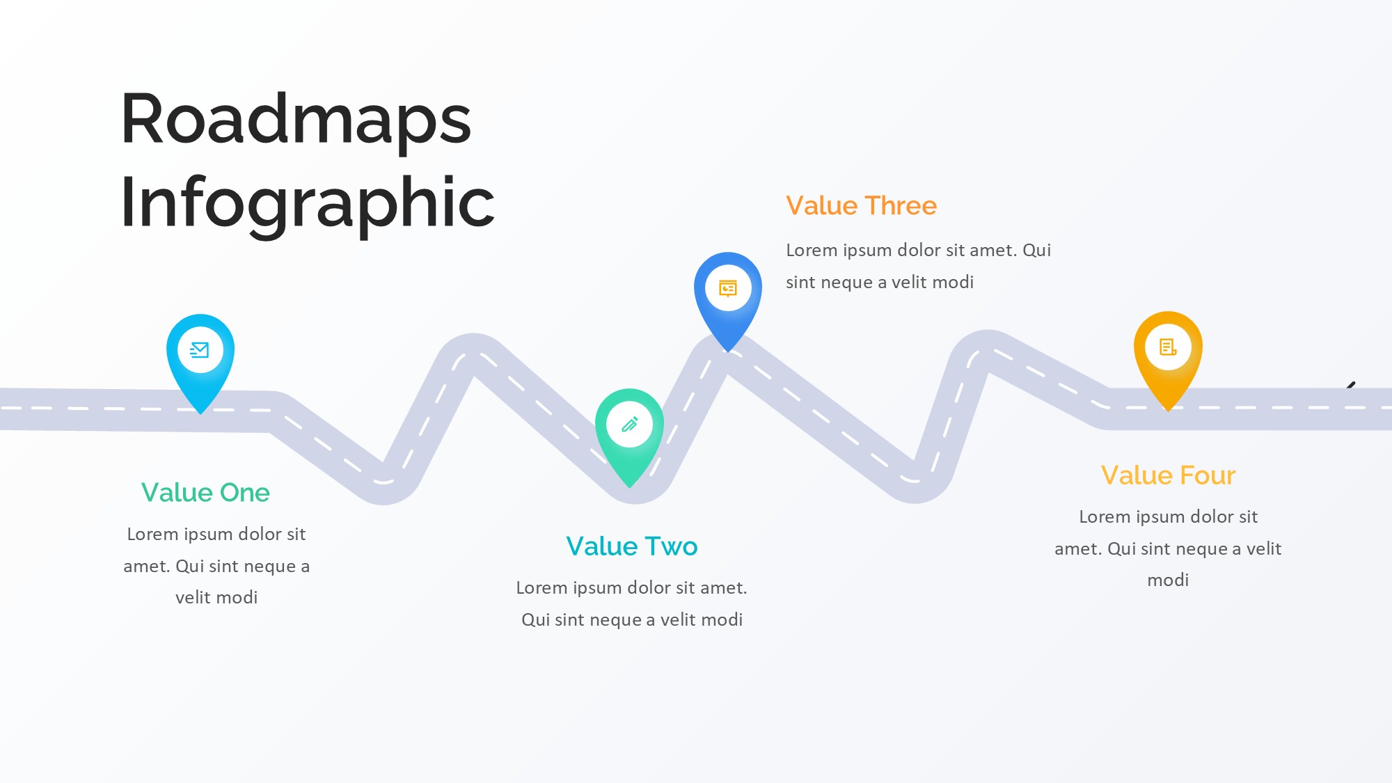 路线道路信息图示PPT模板