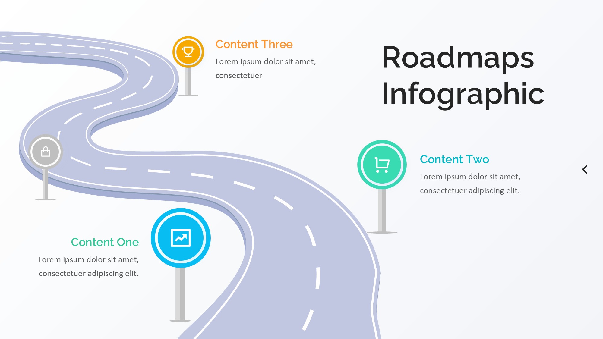 路线道路信息图示PPT模板